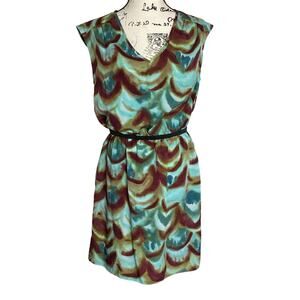 Ann Taylor Loft Dress Tunic Top Abstract Print Sleeveless Pockets Vintage Size 8